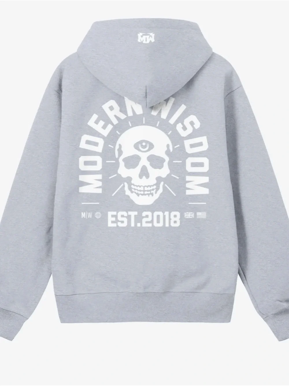 Modern Wisdom MW SKULL GREY HOODIE Size L ~ New No Tags
